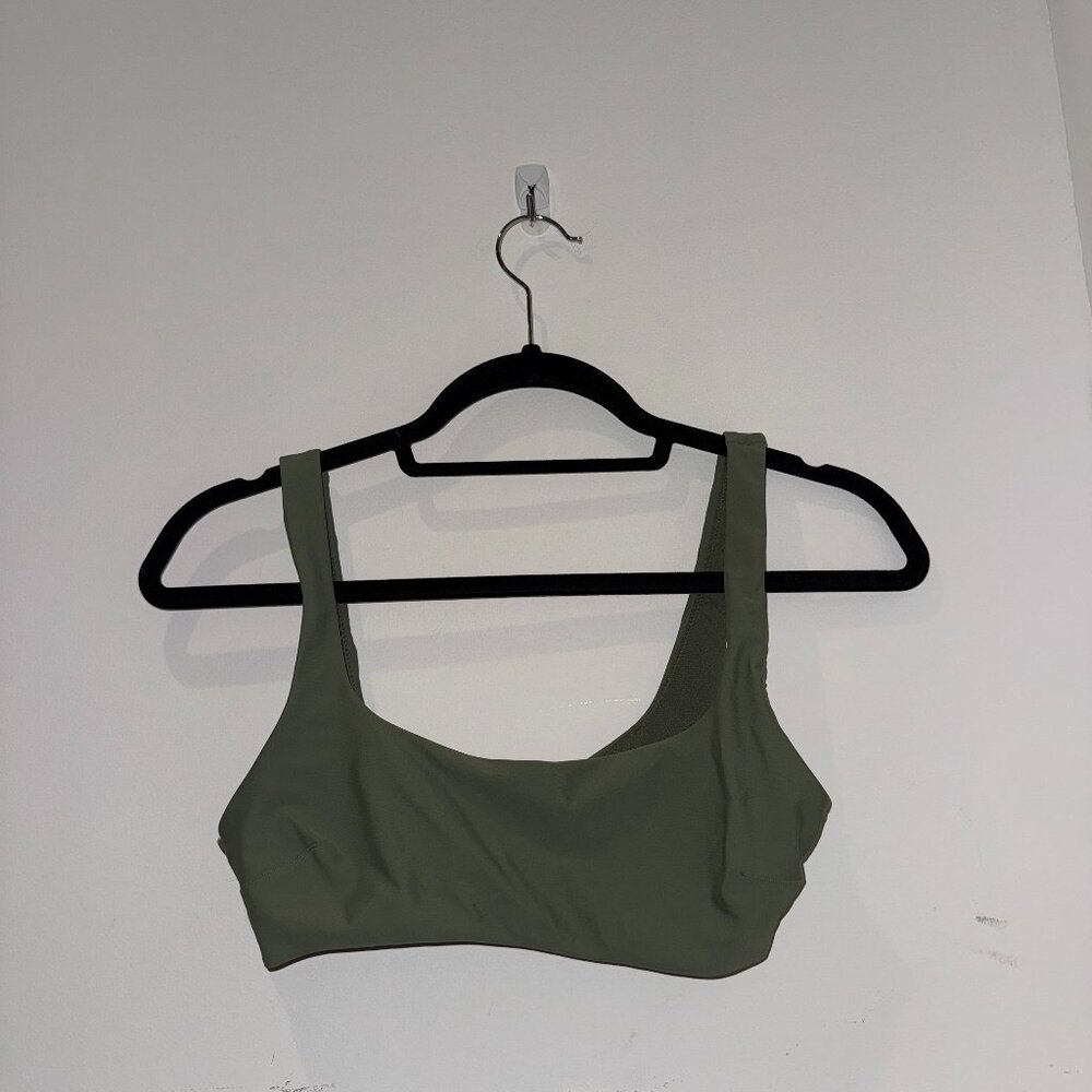 S olive green scoop neck bikini top